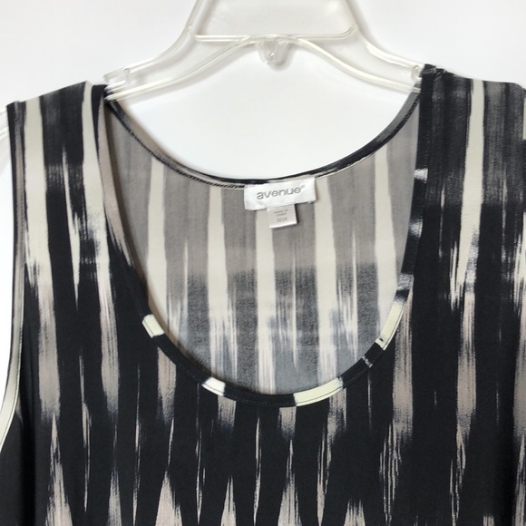 Avenue Women's Black White Sleeveless Tank Maxi Dress Size 22 24 Plus Size - Picture 3 of 5